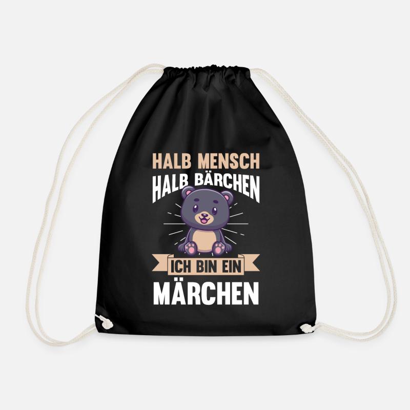 Halb Mensch Halb Bärchen - Turnbeutel - Schwarz