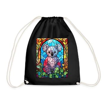 Cute Stained Glass Koala Vintage Geometric Animal - Turnbeutel - Schwarz - Vorne
