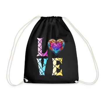 Geometric Heart Mosaic Stained Glass Artist - Turnbeutel - Schwarz - Vorne