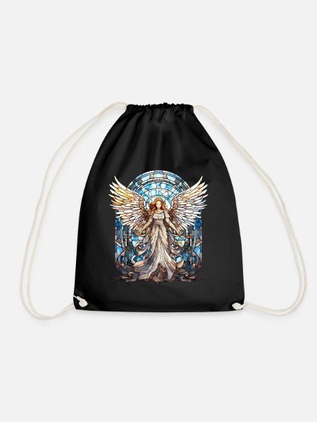 Stained Glass Angel Vintage Mosaic Spiritual - Turnbeutel - Schwarz