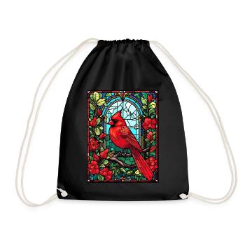 Geometric Mosaic Red Cardinal Birding Stained Glas - Turnbeutel - Schwarz - Vorne
