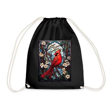 Red Cardinal Stained Glass Bird Watching Birding - Turnbeutel - Schwarz - Vorne