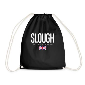 Slough, England, United Kingdom - Drawstring Bag - black - Front