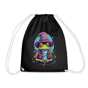 Grenouille mystique avec chapeau magique - Sac de sport léger - noir - Devant