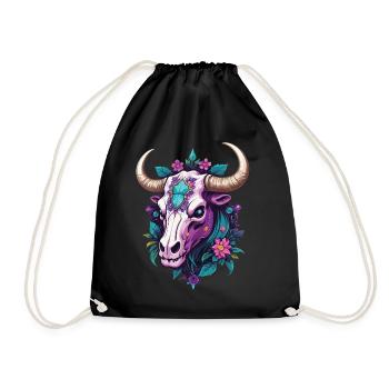 Bull Skull Spiritual Mandala Dream Catcher - Drawstring Bag - black - Front