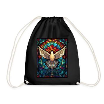 Colorful Geometric Mosaic Stained Glass Dove - Turnbeutel - Schwarz - Vorne