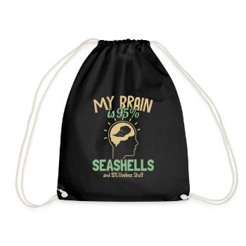 My Brain is 95% Seashells Bivalvia Shell Seashell - Drawstring Bag - black - Front