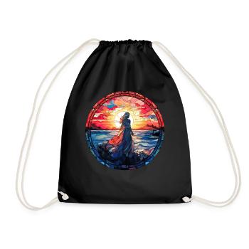Stained Glass Sunset Woman Modern Mosaic - Turnbeutel - Schwarz - Vorne