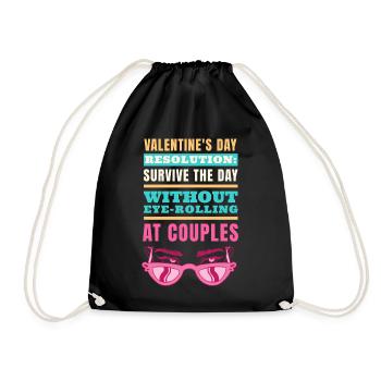 Bitter Single Woman With Shades Anti Valentines Da - Turnbeutel - Schwarz - Vorne