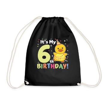 Duck for 6th birthday children six years old - Drawstring Bag - black - Front