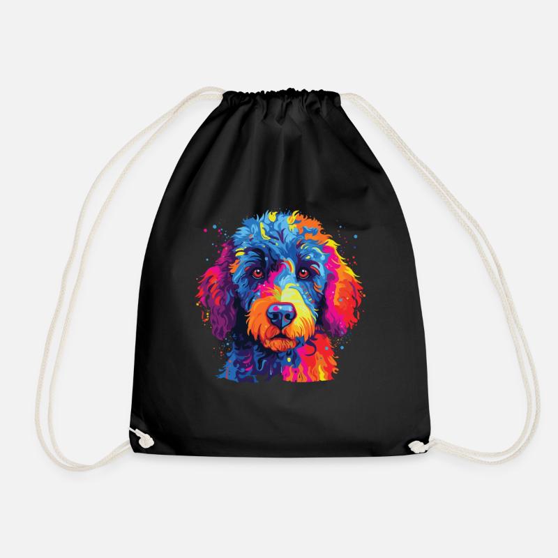 Wasserfarben Farbenfroher Spanischer Wasserhund - Turnbeutel - Schwarz