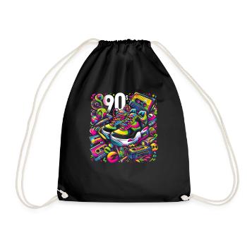 90s Retro - Drawstring Bag - black - Front
