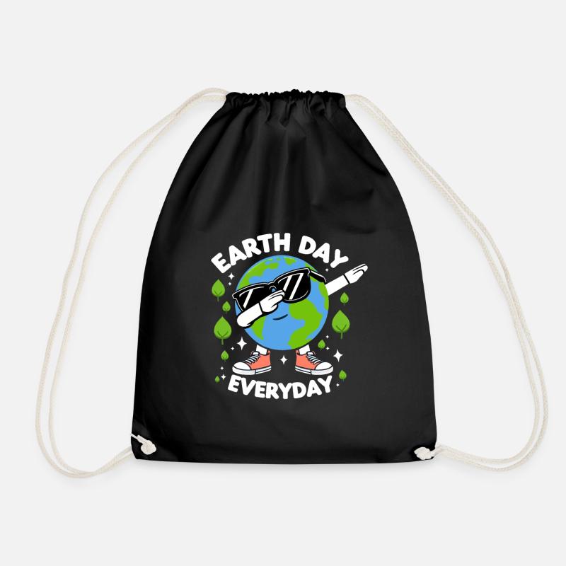 Dabbing Earth Day Everyday - Drawstring Bag - black