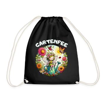 Garden Garden Fairy, Gardener, Flowers, Allotment - Drawstring Bag - black - Front