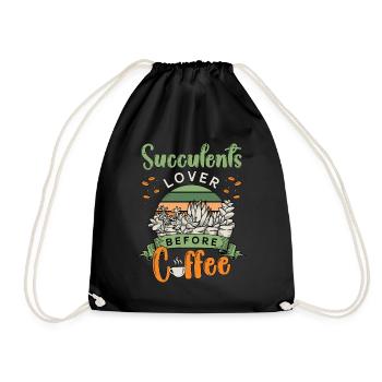 Succulents Lover Before Potted Plant Coffee Lover - Drawstring Bag - black - Front