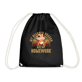 bearded dragon ate my homework, reptile bearded - Drawstring Bag - black - Front