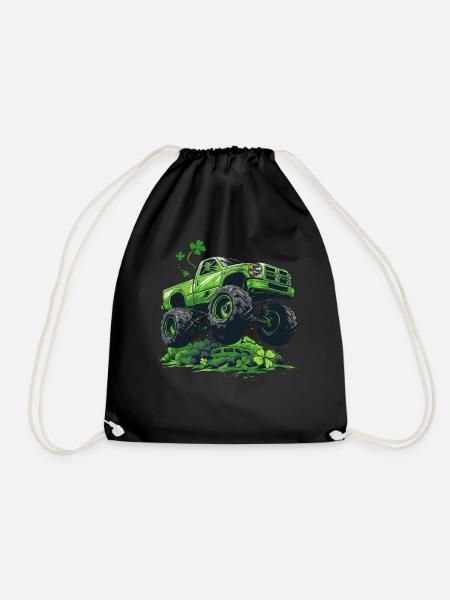 Monster Truck Shamrock Toddler Boys St Patricks - Turnbeutel - Schwarz