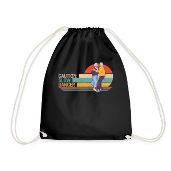 Retirement Shirt, Caution Slow Dancer Vintage - Drawstring Bag - black - Front
