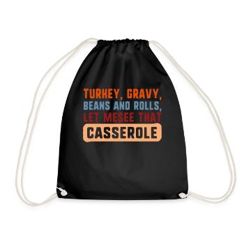 Thanksgiving-Shirt, Truthahn, Soße, Bohnen und - Turnbeutel - Schwarz - Vorne