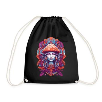 Feather Mandala Spiritual Design Dream Catcher - Drawstring Bag - black - Front