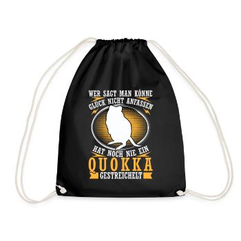 Quokka Pet Marsupial Quokka - Drawstring Bag - black - Front