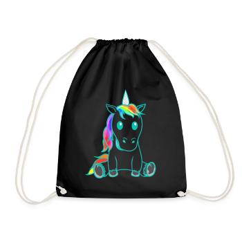 Unicorn Mythical Creature Colorful Retro Vintage 80s - Drawstring Bag - black - Front