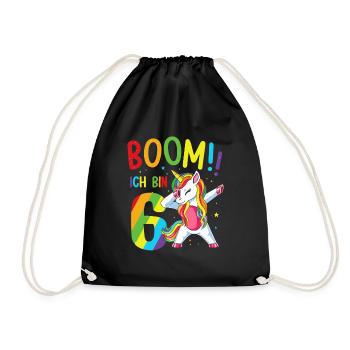 Anniversaire Dabbing Licorne 6 ans Boom J’ai 6 ans - Sac de sport léger - noir - Devant
