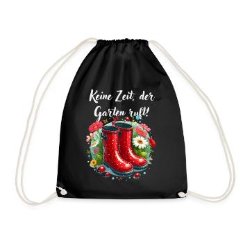 garden, rubber boots, gardener, hobby gardener, flowers - Drawstring Bag - black - Front