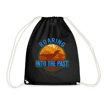 Paläontologie-Shirt, Roaring Into The Past T-Shirt, - Turnbeutel - Schwarz - Vorne