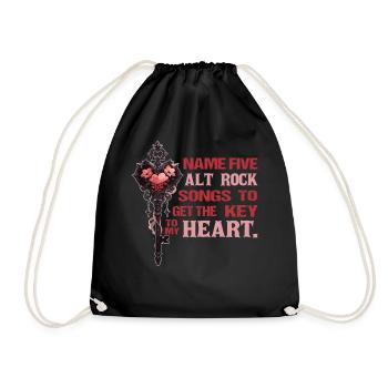 Emo Valentine Heart Key Gothic Alternative Rock Lo - Turnbeutel - Schwarz - Vorne