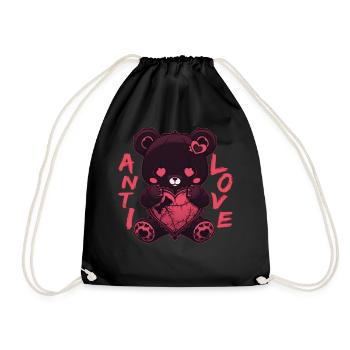 Anti Love Black Teddy Bear With Heart Cute Goth - Turnbeutel - Schwarz - Vorne