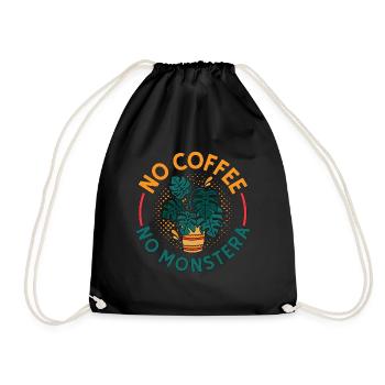 Monster Lover No Coffee Indoor Plants Coffee Lover - Drawstring Bag - black - Front