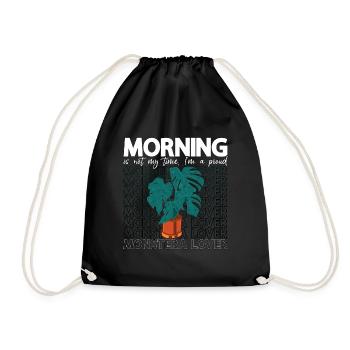 Monster Lover Morning Is Not My Time Plant Lover - Turnbeutel - Schwarz - Vorne