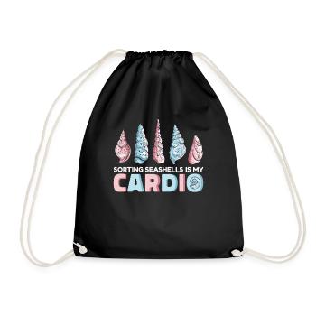 Sorting Seashells Is My Cardio Bivalvia Seashell - Drawstring Bag - black - Front