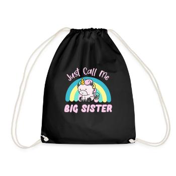 Grande soeur Mignonne Licorne Fille Poney - Sac de sport léger - noir - Devant