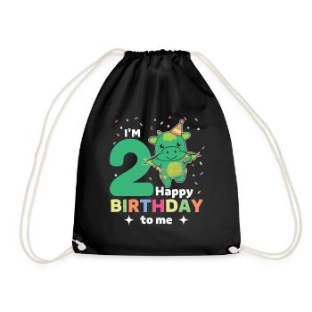 Drache zum 2. Geburtstag Kinder zwei Jahre alt - Turnbeutel - Schwarz - Vorne