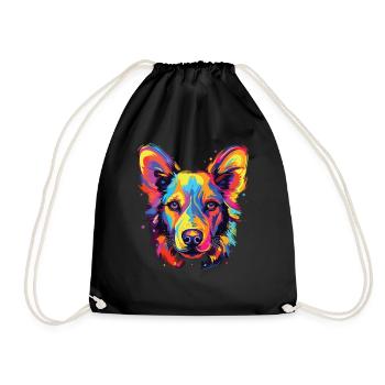 Watercolor Colorful Monkey Huahuas - Drawstring Bag - black - Front