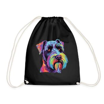 Wasserfarben Farbenfroher Standard Schnauzer - Turnbeutel - Schwarz - Vorne