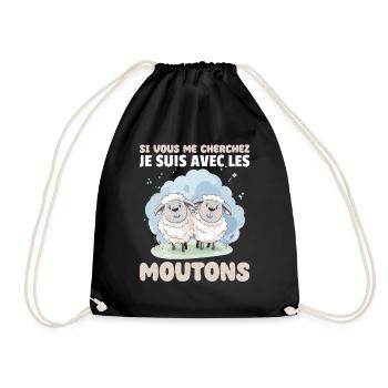 Si vous me cherchez, je suis avec les brebis - Sac de sport léger - noir - Devant