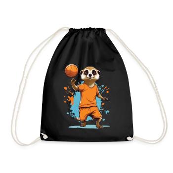Meerkat handball player streetwear style - Drawstring Bag - black - Front