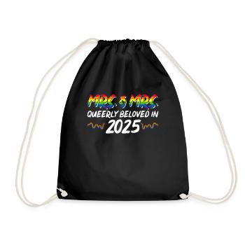 Mrs. & Mrs. 2025 Gay Pride Hochzeit Homo-Ehe - Turnbeutel - Schwarz - Vorne