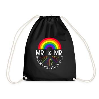 Mr. & Mr. 2026 Gay Pride Hochzeit Homo-Ehe - Turnbeutel - Schwarz - Vorne