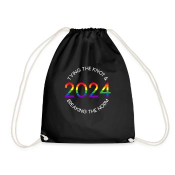 Mr. & Mr. 2024 Gay Pride Wedding Gay Marriage - Drawstring Bag - black - Front