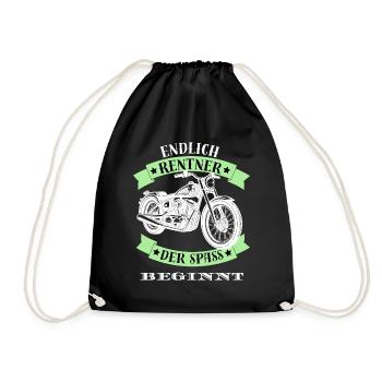 Retirement Retiree Motorcycle Retirement Biker Fun Funny - Drawstring Bag - black - Front