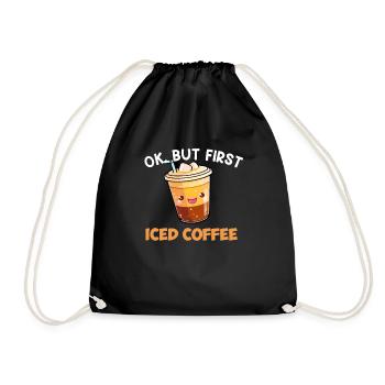 powered by iced coffee, iced coffee - Drawstring Bag - black - Front