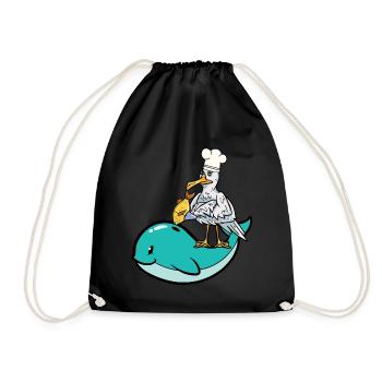 Mouette cuisiner du poisson camouflage requin cuisson du poisson - Sac de sport léger - noir - Devant