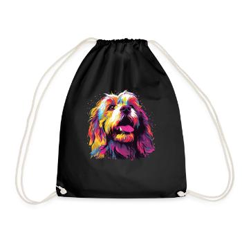 Watercolor Colorful Lion - Drawstring Bag - black - Front