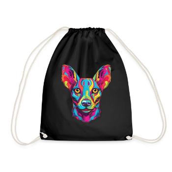 Aquarelle colorée chien nu péruvien - Sac de sport léger - noir - Devant