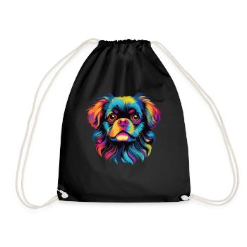 Aquarelle colorée épagneul tibétain - Sac de sport léger - noir - Devant
