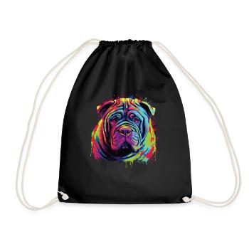 Aquarelle colorée chinoise Shar Pei - Sac de sport léger - noir - Devant